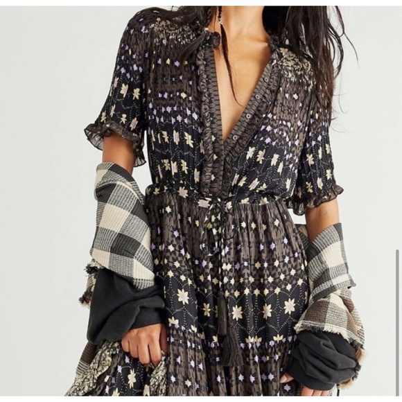 Free People Floral Print Tiered Maxi Dress Size S - Picture 4 of 12